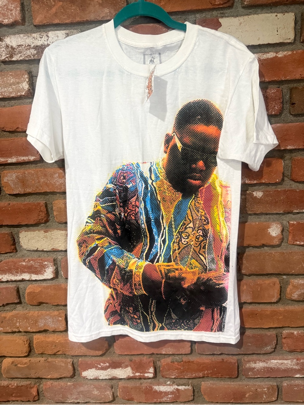 Forever 21 White Short-Sleeve Tee with Multicolor Portrait